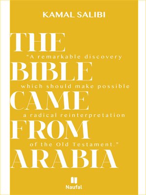 cover image of The Bible Came from Arabia